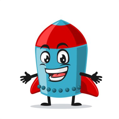 Güzel elli roket karakteri veya maskotun vektör çizimi