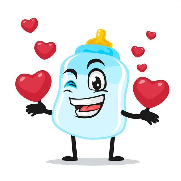 Vector Illustration Pacifier Mascot Character Bring Love Symbols — Stock Vector