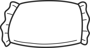 Yan tarafında süsleme olan yastığın ana hatları.