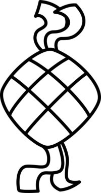 Ketupat ana hatlarının el çizimi çizimi ve hatırlanabilir