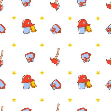 Rastgele biçimli itfaiye ekipmanı temalı kusursuz desen