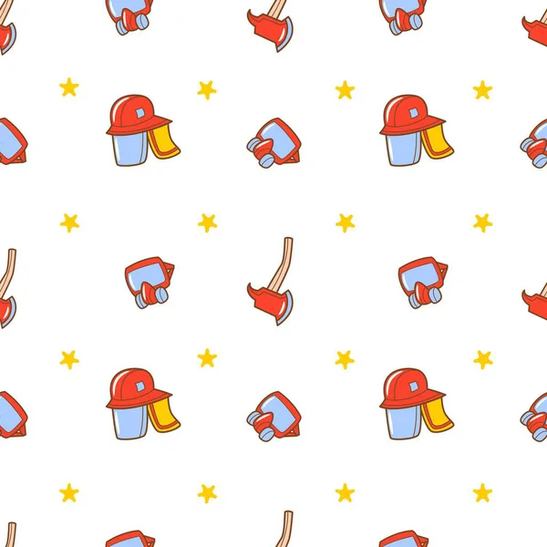 Rastgele biçimli itfaiye ekipmanı temalı kusursuz desen