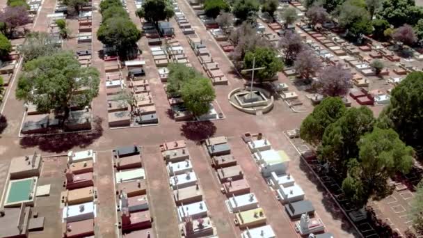 Scenic Aerial Flight Directly Densely Packed Cemetery Graveyard — Stock Video