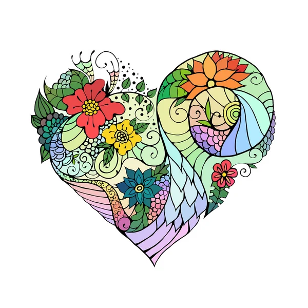 Декоративні квіти День Святого Валентина каракулеве серце — стоковий вектор