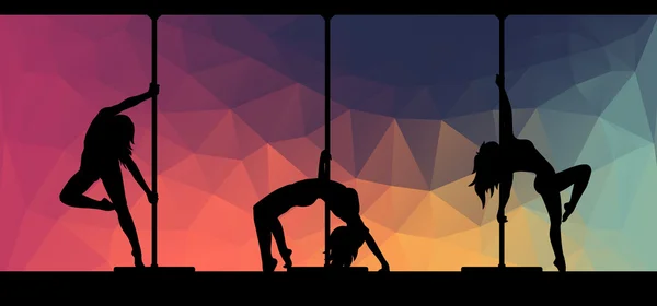 arka plan üzerinde kutup dansçılar Silhouettes