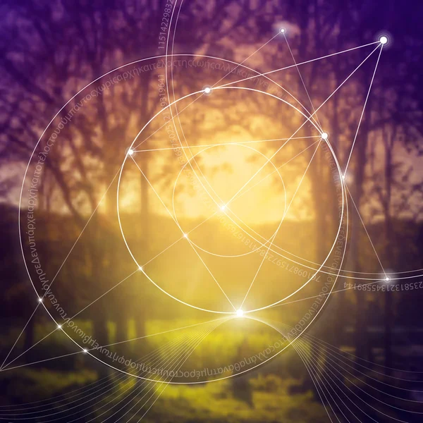 Sacred geometry. Mathematics, nature, and spirituality in nature. The formula of nature. There is no beginning and no end of the Universe, and no beginning and no end of the Life. — Stock Vector