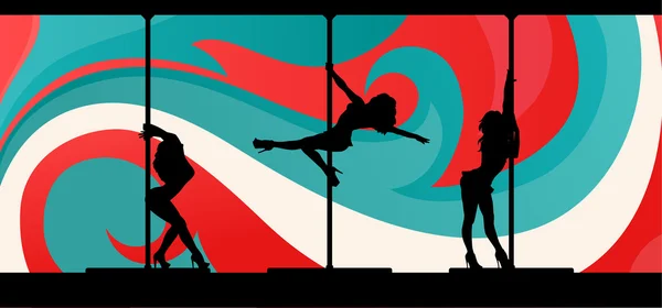 Silhouetten van exotische pool dansers op abstracte achtergrond — Stockvector