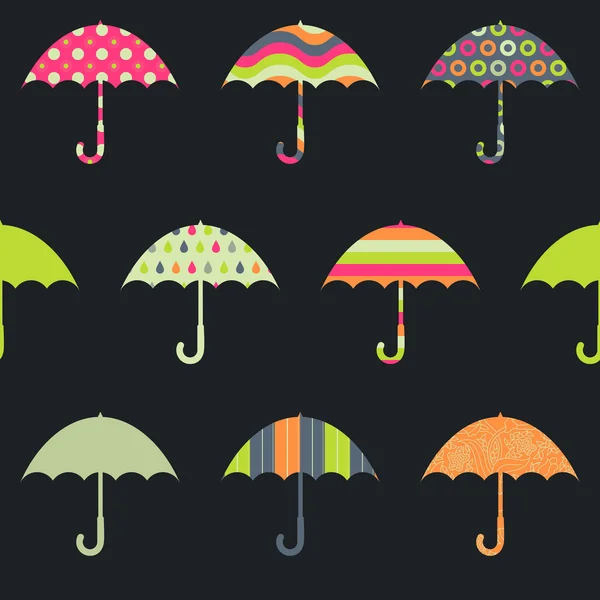 Jolies parapluies motif sans couture — Image vectorielle