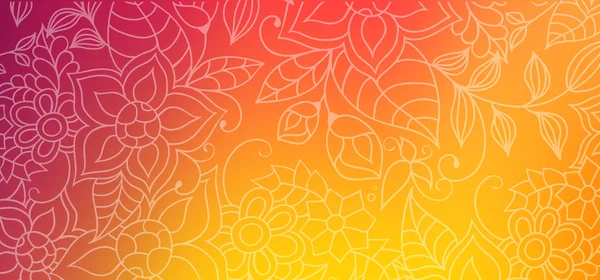 Sfondo colorato astratto con ornamenti floreali, fiori e foglie per sito web, banner o identità . — Vettoriale Stock