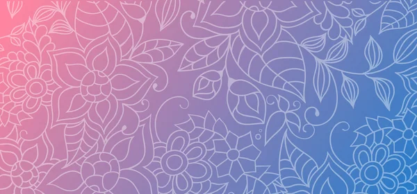 Sfondo colorato astratto con ornamenti floreali, fiori e foglie per sito web, banner o identità . — Vettoriale Stock