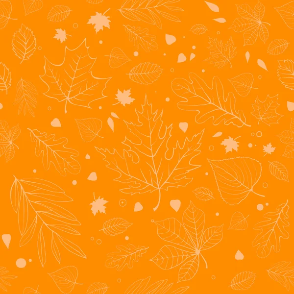 Esquema hojas de otoño. Patrón amarillo sin costura . — Vector de stock