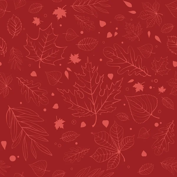 Vázlata őszi levelek. Piros varrat nélküli mintázat. — Stock Vector