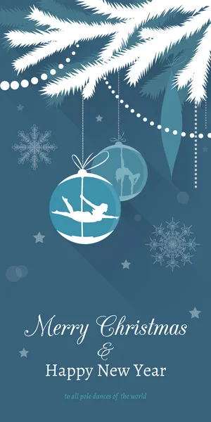 Pole Dance Weihnachtskarten — Stockvektor