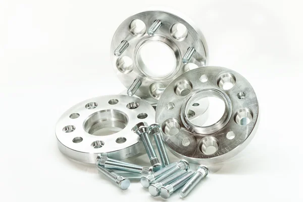 Metal mold of flanges and bolts. CNC milling and lathe industry — Stock Photo, Image