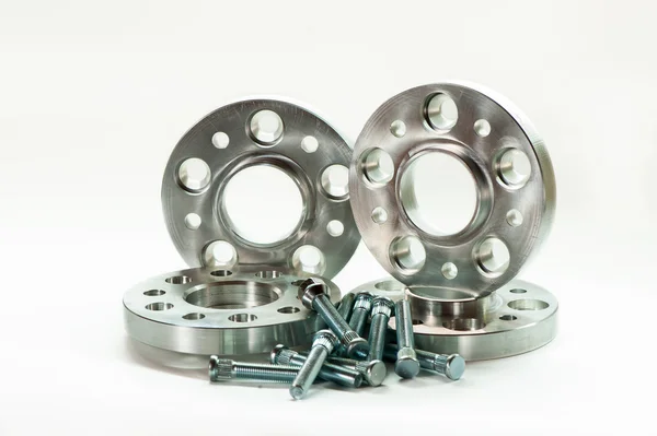 Metal mold of flanges and bolts. CNC milling/lathe industry — Stock Photo, Image