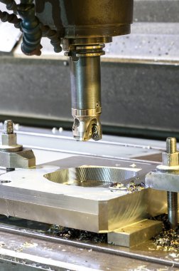 Square industrial metal mold/blank milling. Metal engineering.