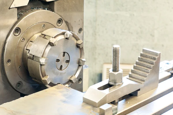 End milling with horizontal side mill machine. Metalworking, mec — Stock Photo, Image