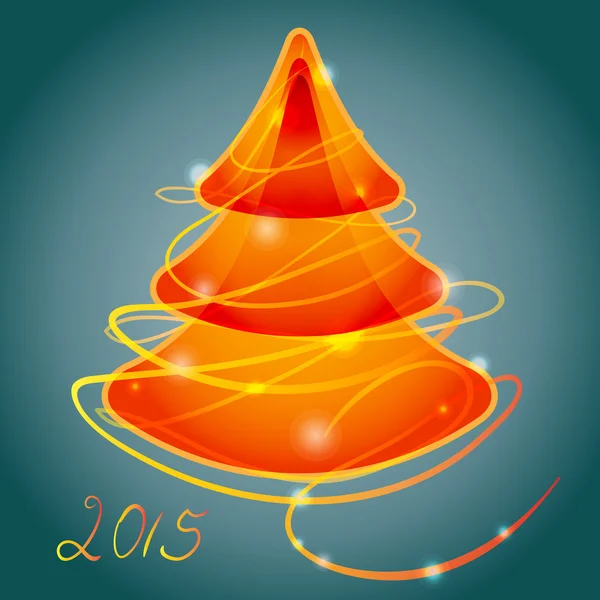 Oranje lichtgevende kerstboom — Stockvector