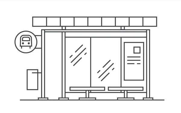 Bushaltestelle Vektorlinie Illustration. Ausstieg aus der U-Bahn. Vektorumriss isolierte Illustration — Stockvektor
