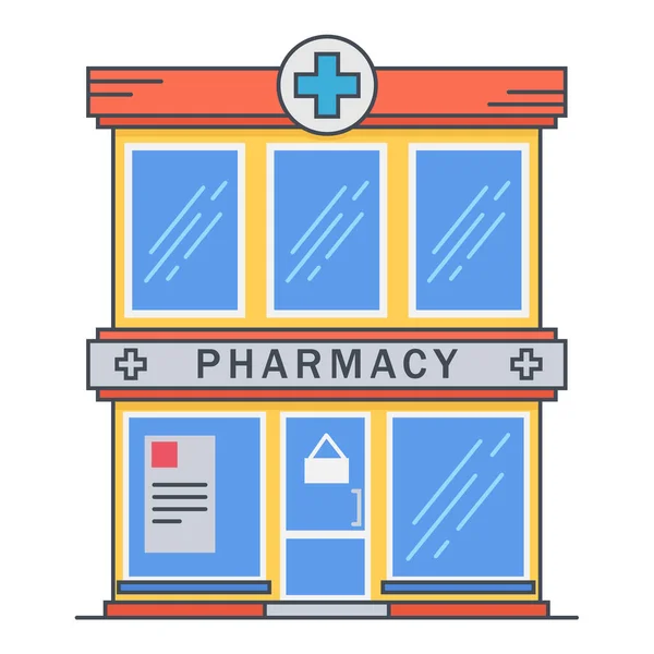 Farmaceutische bouwkunde concept. Architectonische vorm kan worden gebruikt voor website ontwerp, infographics. Vectorillustratie. — Stockvector