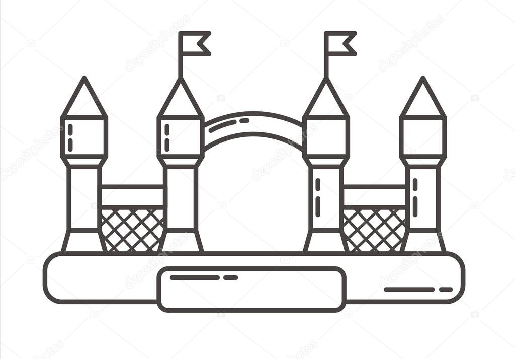 Bouncy castle outline icon. Jumping house on kids playground. Vector