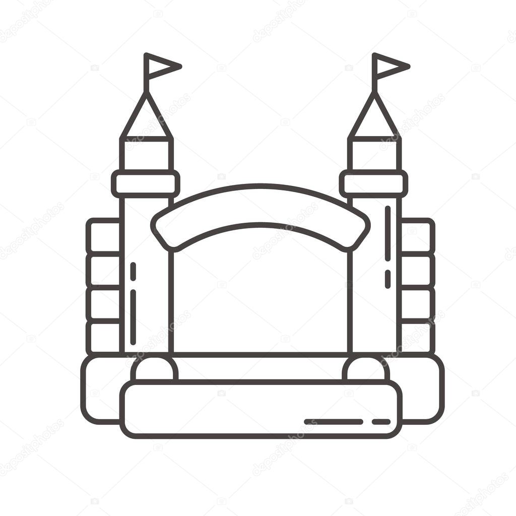 Bouncy castle outline icon. Jumping house on kids playground. Vector