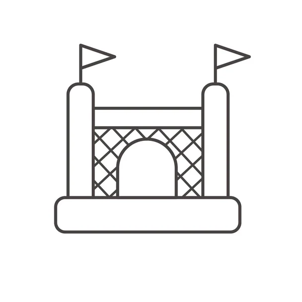 Şişme şato taslak ikonu. Çocuk parkında zıplayan ev. Vektör — Stok Vektör