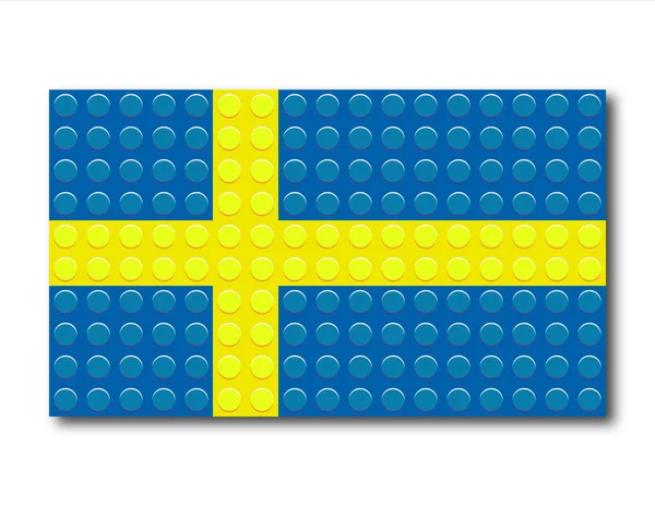 Drapeau suédois pixellisé des pièces de construction. Illustration vectorielle. — Image vectorielle