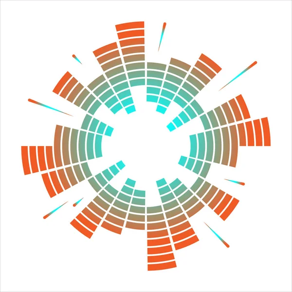 Ecualizador circular geométrico de color. Eq ondas sonoras redondas de audio. Ilustración vectorial. — Vector de stock