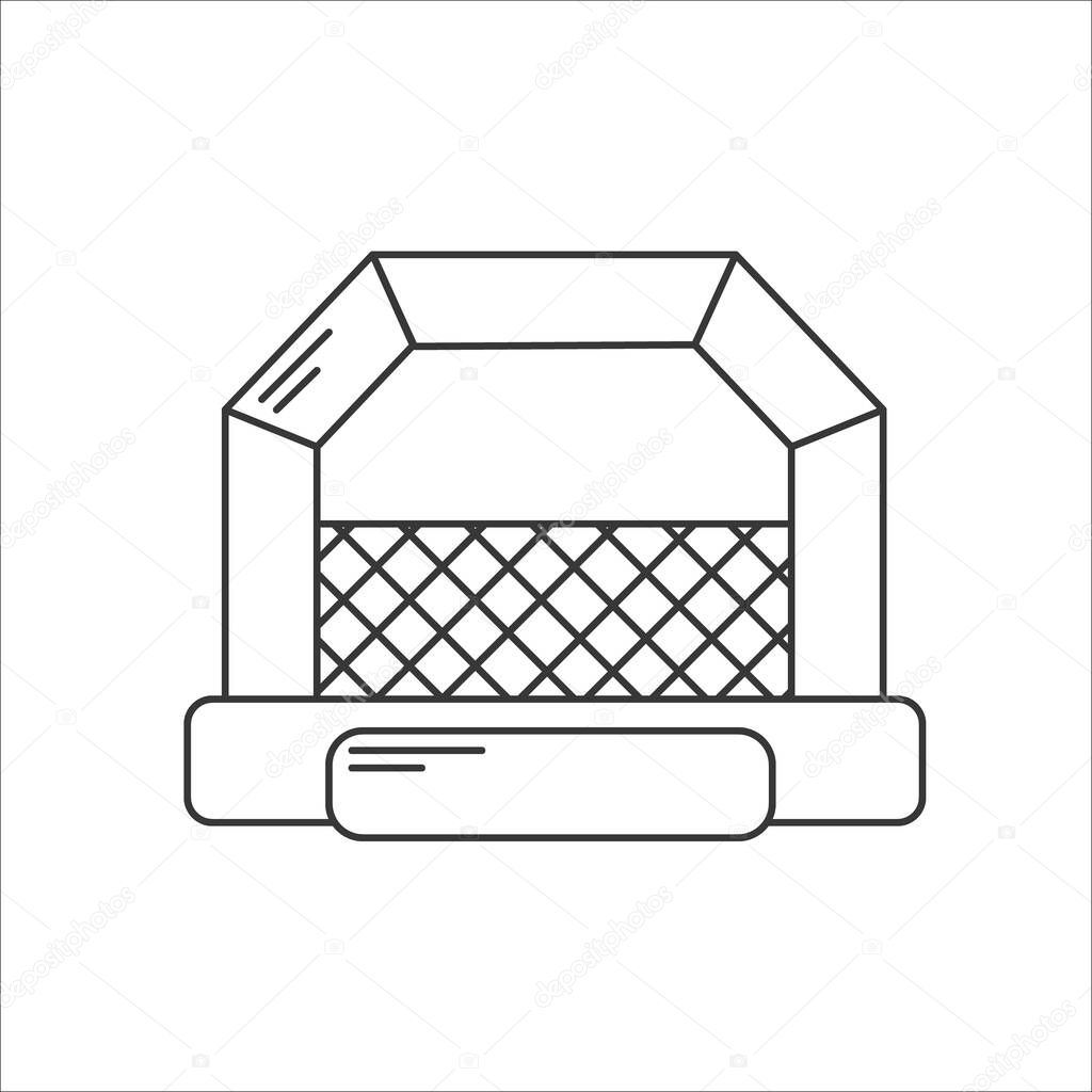 Bouncy castle outline icon. Jumping house on kids playground. Vector line illustration.