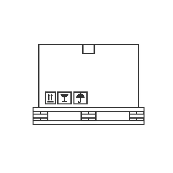Caixa em um ícone de linha de paletes ilustração para logística. Projeto do vetor no fundo branco. — Vetor de Stock