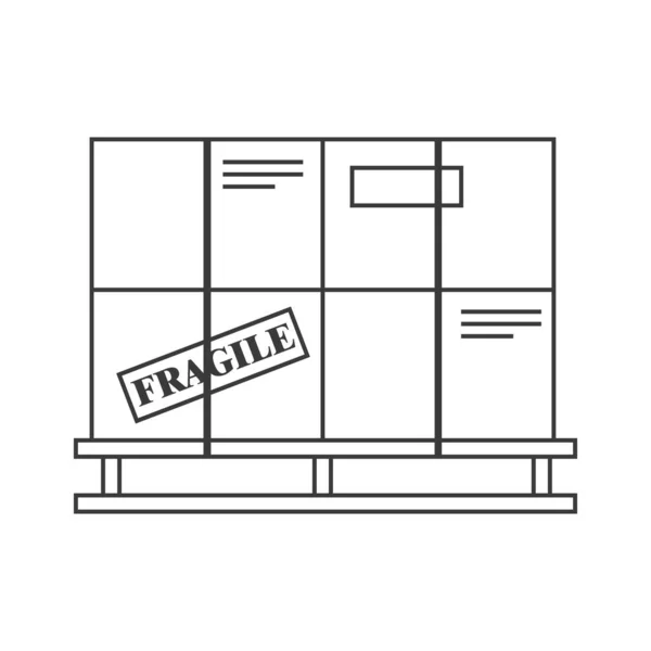 Boxen auf einer Palettenlinie als Illustration für die Logistik. Vektor-Design auf weißem Hintergrund. — Stockvektor