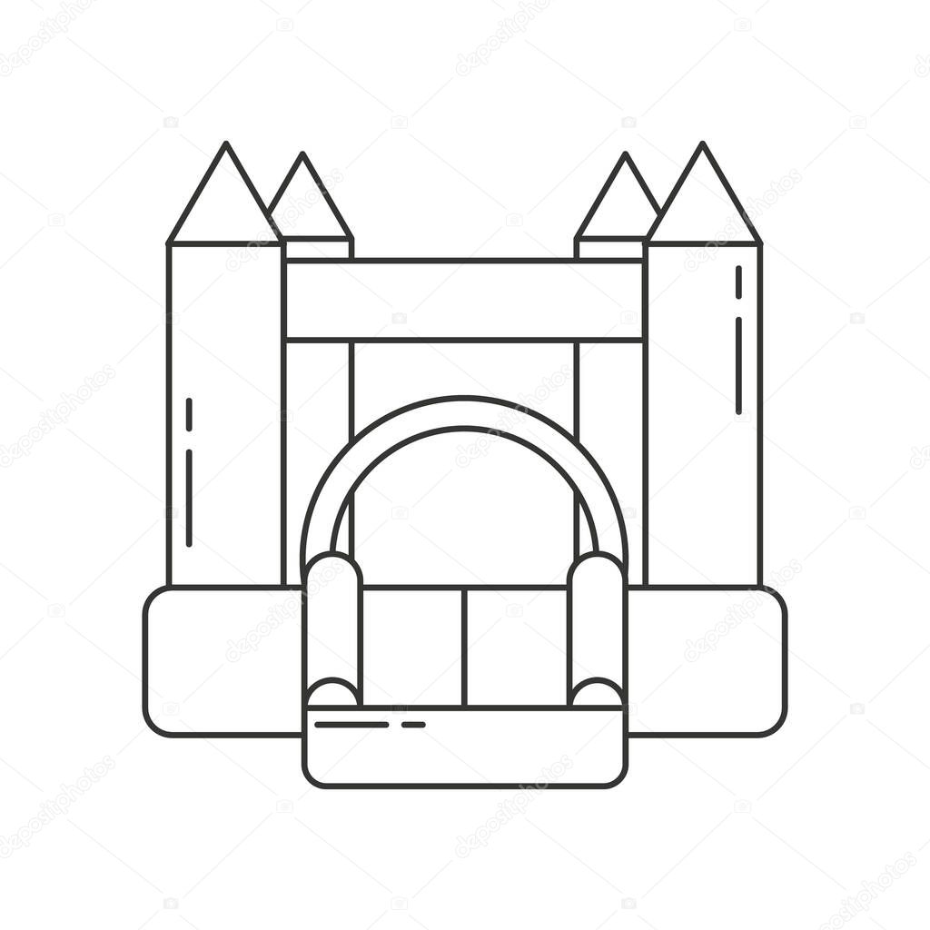 Bouncy castle outline icon. Jumping house on kids playground. Vector illustration.