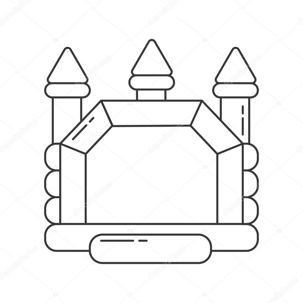 Bouncy castle outline icon. Jumping house on kids playground. Vector illustration.