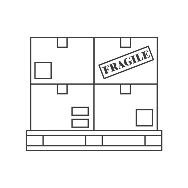 Cajas en una línea de paletas ilustración icono para la logística. Diseño vectorial sobre fondo blanco. — Archivo Imágenes Vectoriales