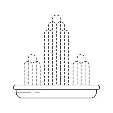 Soyut çeşme. Dekoratif çeşme. Şelale ve su sıçraması. Vektör satırı illüstrasyonu.