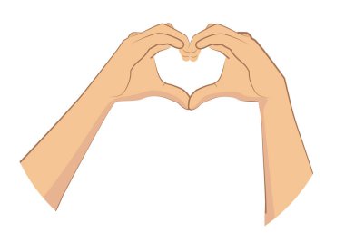 Kalp şeklinde bir el hareketi. Arkadaşlık ve romantik ilişkiler kavramı. Vektör illüstrasyonu