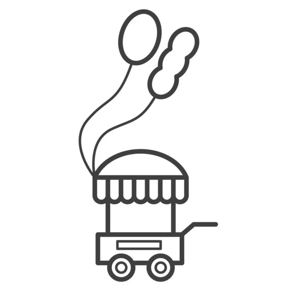 Food cart icon. Cart for selling lemonade, hot dogs, ice cream and street food. Vector outline illustration — Stockvektor