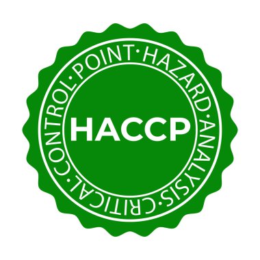 HACCP damgası. Tehlike analizi kritik kontrol noktaları ikonu. Vektör logo şablonu