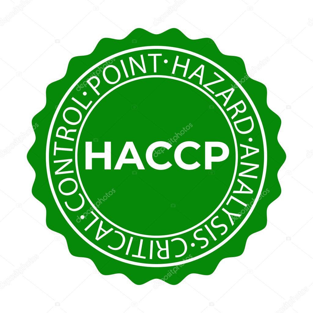 HACCP stamp. Hazard analysis critical control points icon. Vector logo template.