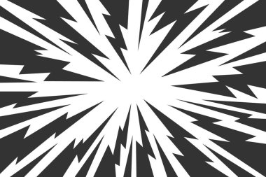 Gök gürültüsü etkisi komedi arka planı. Radyal anime patlaması ve flaşlar. Vektör hız çizgileri karikatür grafik çerçevesi. Manga parlar ve özmerkezli bg 'yi sürgüler..