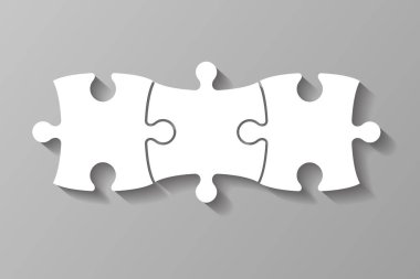 Yapboz parçaları birleştirilmiş yapboz şablonu. İş sunumu ve eğitim içeriği için boş çerçevelere sahip modern vektör bilgi düzeni.