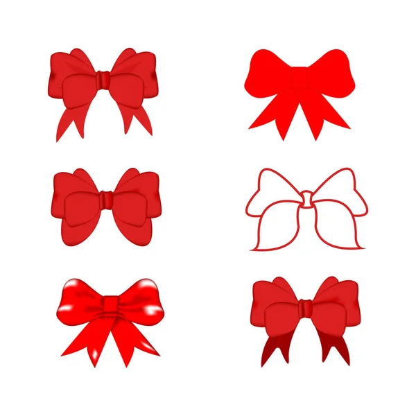 Set of red bows on a white background. illustration for website design, gifts, stickers, gift paper, cups, childrens toys, wallpaper, napkins, notebooks, phone cases, bags, clothes and other types of — Stock Photo, Image