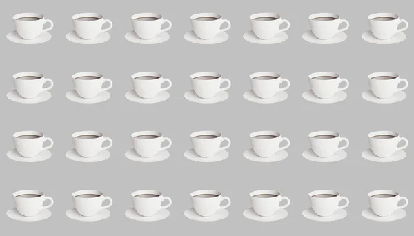 Seamless Coffee Cups Pattern Grey Pastel Background Vector Illustration Pattern — Stock Vector