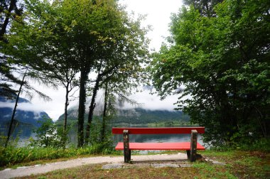 Sahilde yalnız kırmızı bank