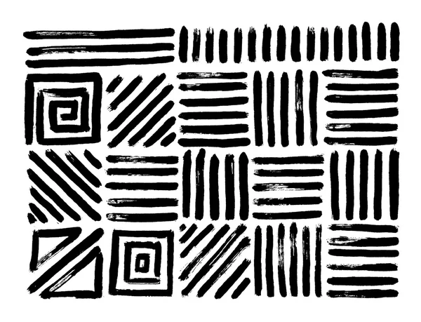 ハンド パターンを描画します。幾何学的なブラシ ストロークを抽象化します。ベクトル. — ストックベクタ