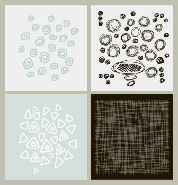 El çizilmiş dokuları mürekkeple yapılmış. Vektör. İzole.