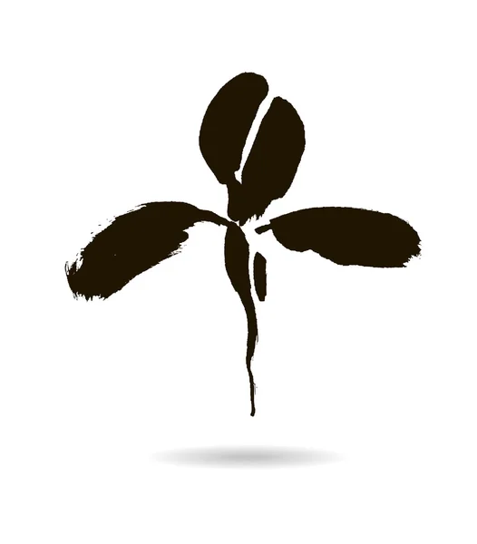 Logo de flor vectorial. Fondo floral. Iris de tinta caligráfica estilizada . — Vector de stock