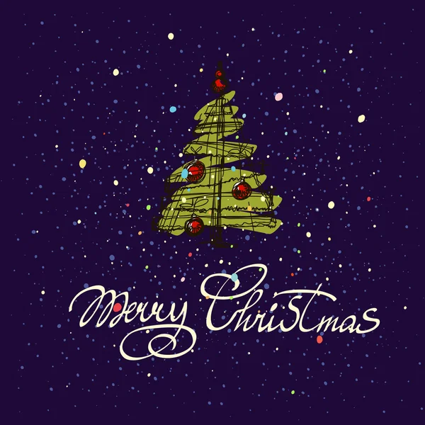 Veselé Vánoce ruka nápisy izolované na tmavém pozadí. Vektorový obrázek. Blahopřání. — Stockový vektor