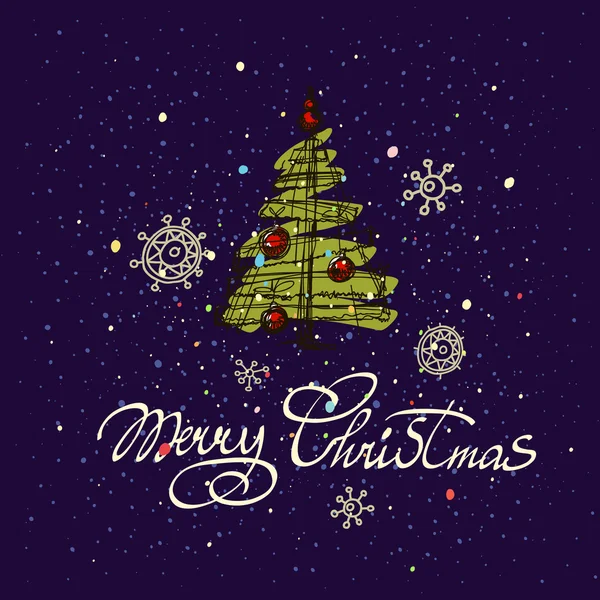 Vidám karácsony kézzel betűkkel elszigetelt a sötét háttér előtt. Vektor kép. Üdvözlőkártya. — Stock Vector